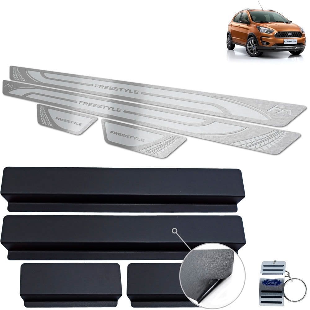 Soleira Aço Inox Ford Ka Freestyle Prata Alto Relevo