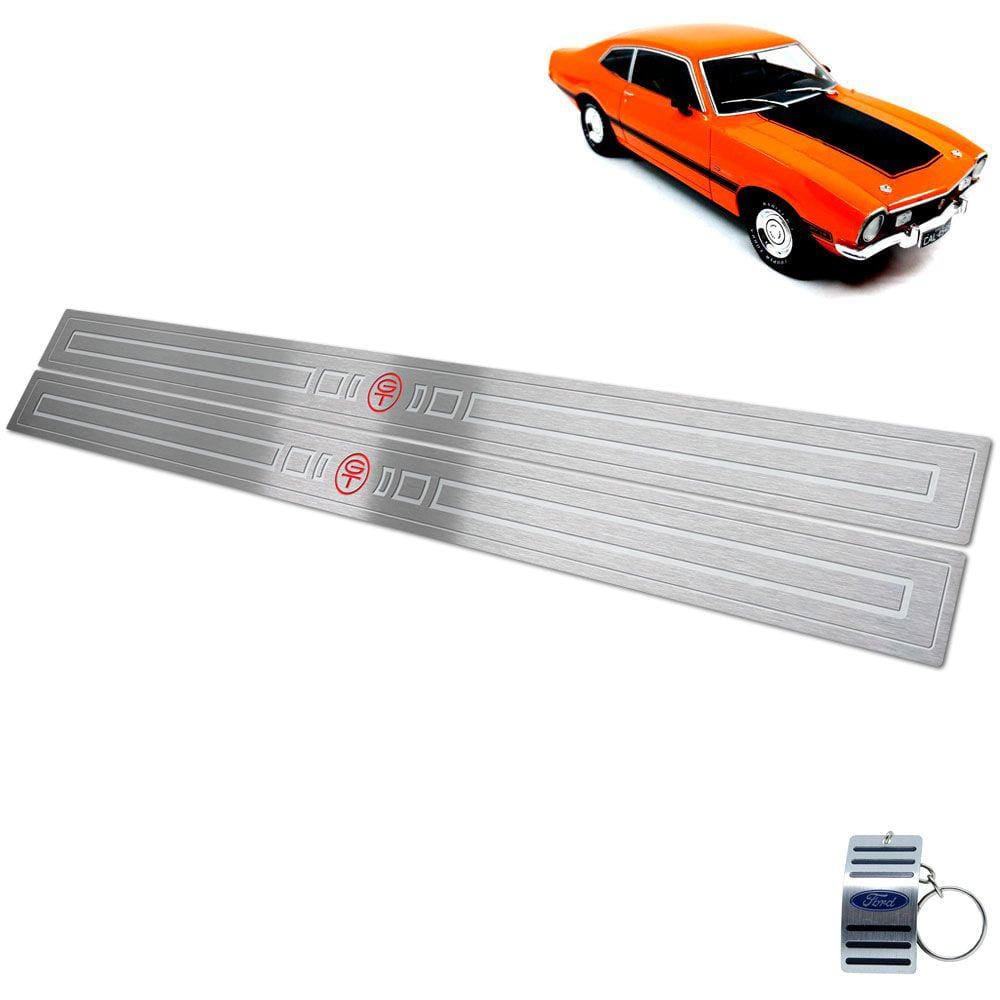 Soleira Ford Maverick Gt 1973 A 1979 Prata Baixo Relevo