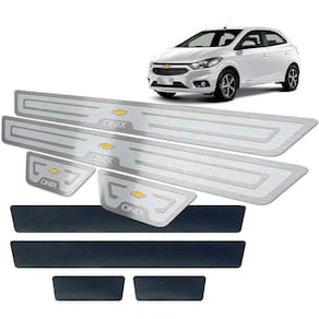 Soleiras + Vinil Alto Relevo Chevrolet Onix 2013/2019 Prata