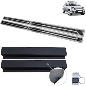 Soleira Ford Ka 2008 A 2013 Aço Inox Preto Alto Relevo