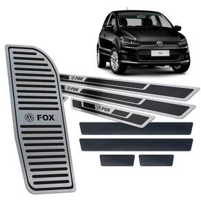 Soleiras + Descanso Aço Inox + Vinil Fox 2014/2020 Preto