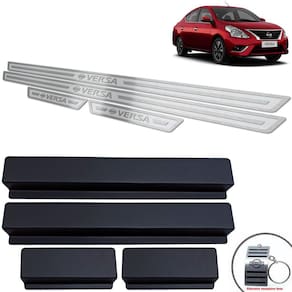 Soleiras + Vinil Aço Inox Nissan Versa 2012/2014 Prata