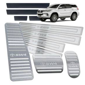 Pedaleira Descanso Soleira Hilux Sw4 2016/2019 Prata Relevo