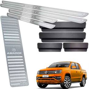Descanso + Soleiras Amarok V6 2010/2019 Alto Relevo Prata