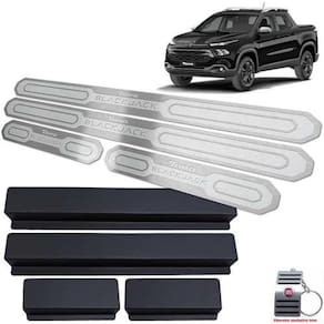 Soleiras Com Vinil Fiat Toro Blackjack Prata Alto Relevo