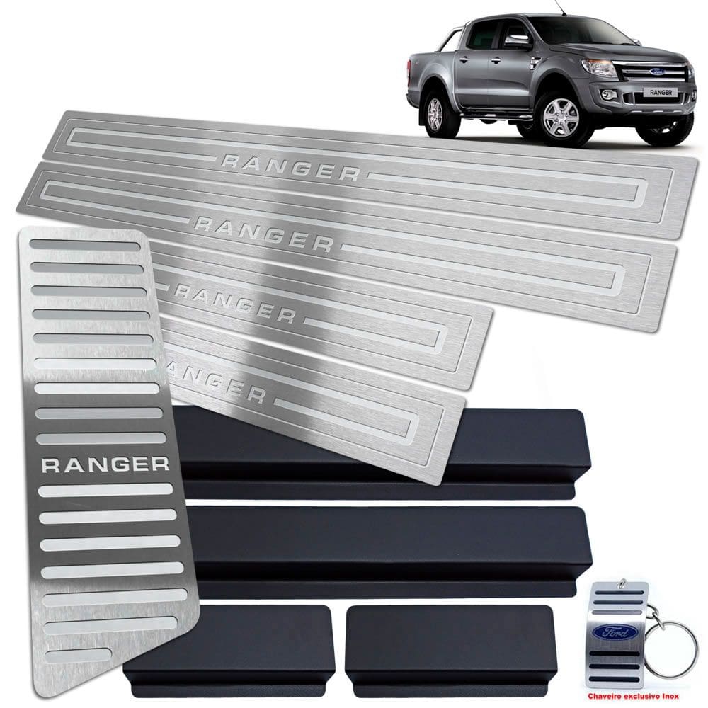 Descanso Soleira Ford Ranger 2013 A 2016 Prata Baixo Relevo