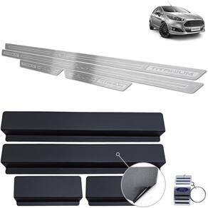 Soleira New Fiesta Titanium 2014 A 2019 Prata Baixo Relevo