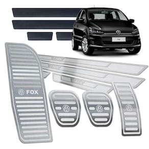 Pedaleira Descanso Soleira Fox 2014/2020 Manual Prata Relevo