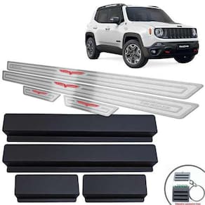 Soleira Com Vinil Jeep Renegade Trailhawk Prata Alto Relevo