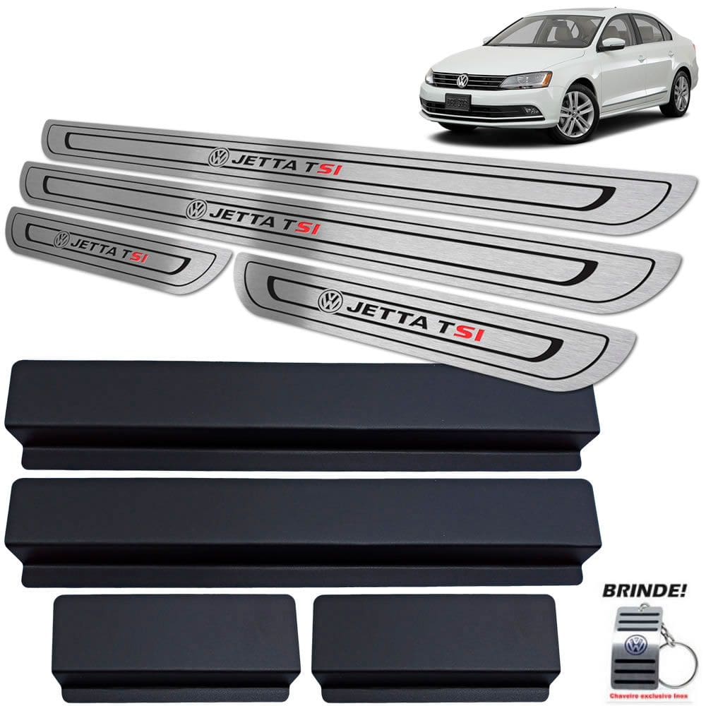 Soleiras Vw Jetta Tsi Com Vinil Preto Baixo Relevo SI