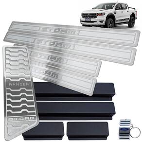 Descanso + Soleira Ford Ranger Storm Prata Alto Relevo