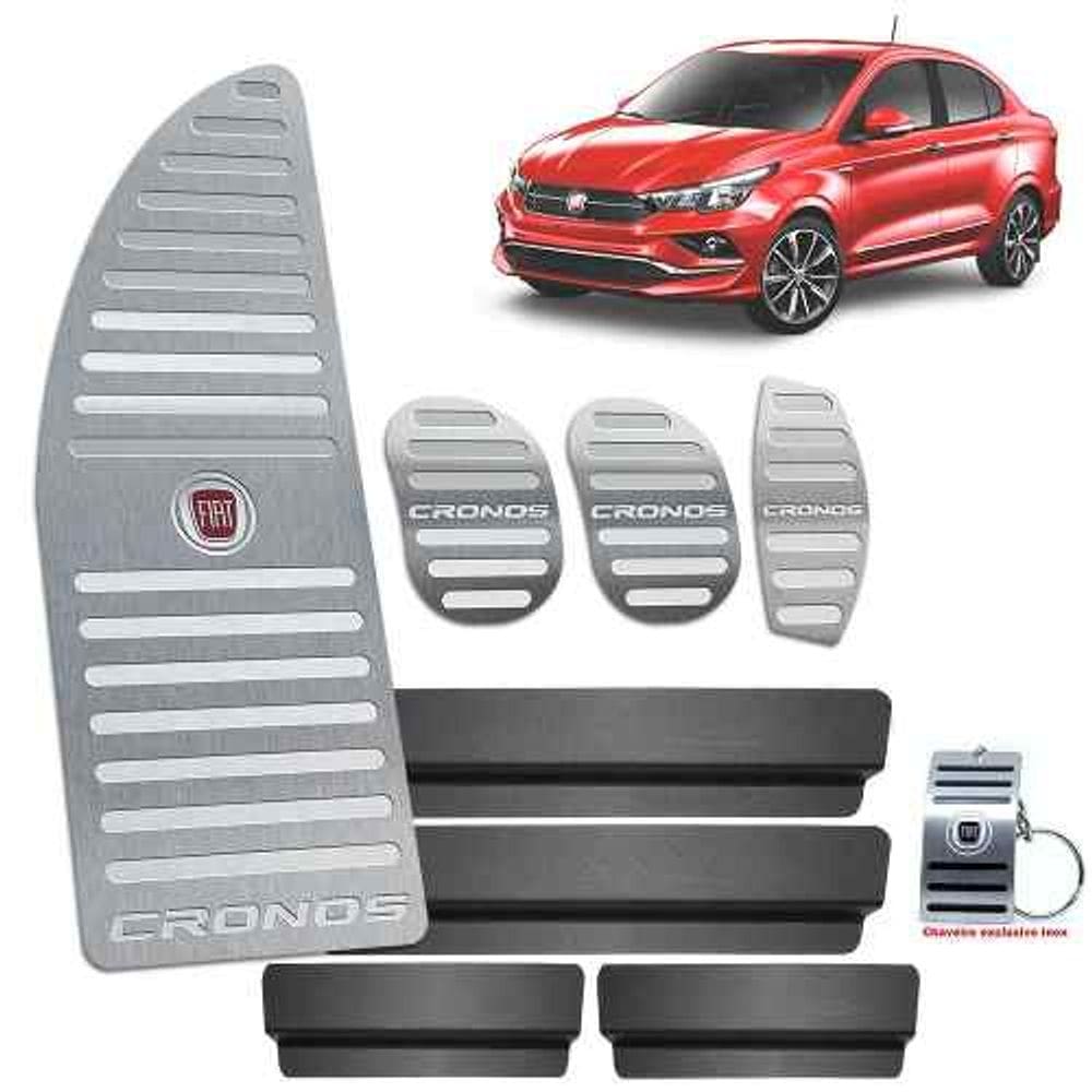 Pedaleiras Manual + Descanso Fiat Cronos Prata + Vinil