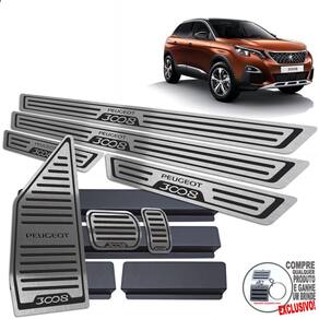 Soleira Pedaleira Descanso Peugeot 3008 2017/2022 Preto BR