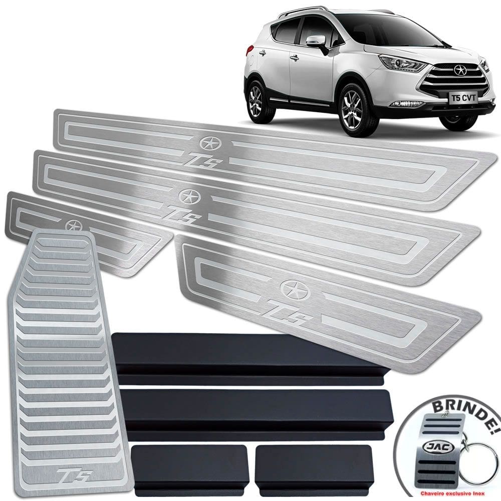 Descanso + Soleira Jac T5 2016 A 2019 Prata Baixo Relevo