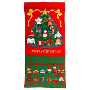 Bolsos de Aprendizagem Feliz Árvore de Natal Calendário do Advento, Decoração de Férias, Suspensão de Parede de Tecido Sazonal, Contagem Regressiva de