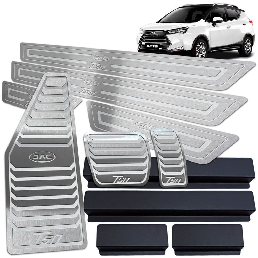 Descanso Pedaleira Soleira Inox Jac T50 Prata Baixo Relevo