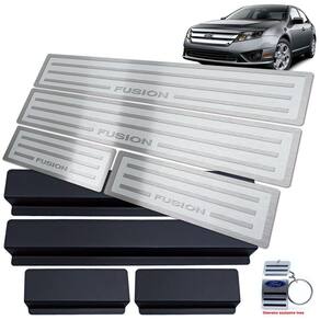 Soleira Aço Inox Ford Fusion 2006 A 2012 Prata Alto Relevo