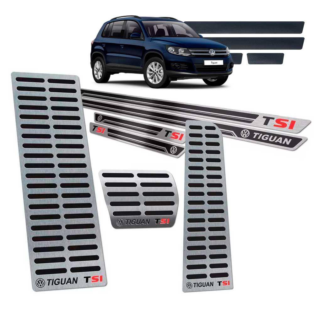 Soleira Pedaleira Descanso Tiguan Tsi 12/17 SI Preto Relevo