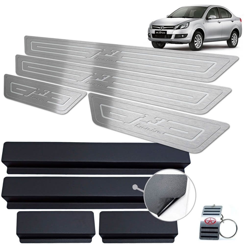 Soleira Aço Inox Jac J3 Turin 2011 A 2015 Prata Baixo Relevo