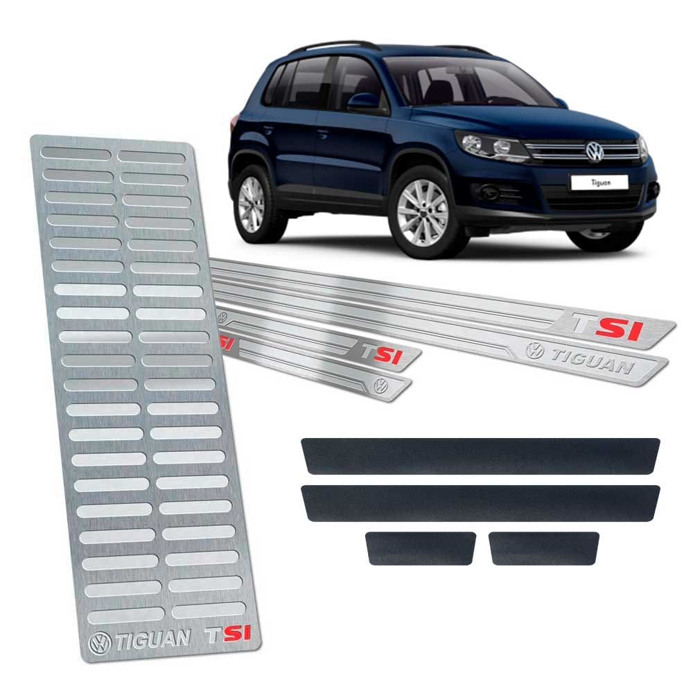 Descanso Soleira Vinil Tiguan Tsi 2012/2017 SI Prata Relevo