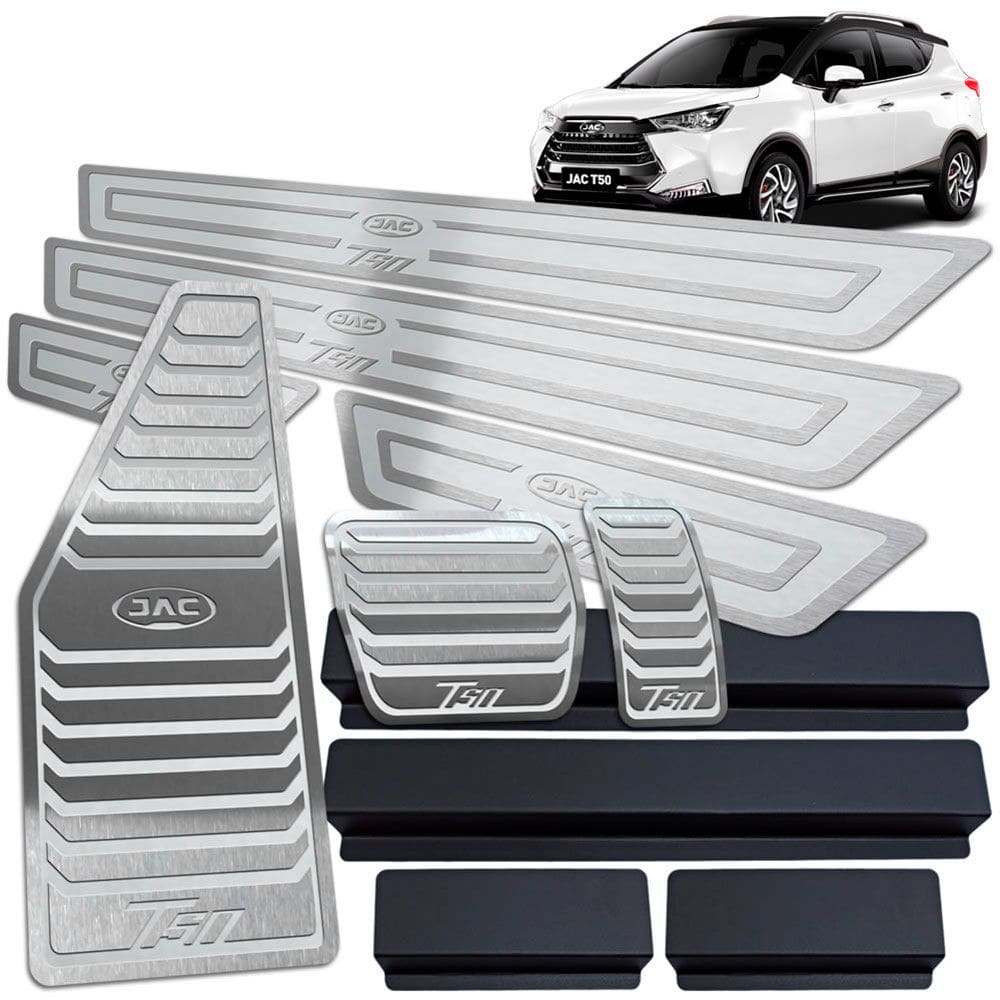 Pedaleira Descanso Soleira Inox Jac T50 Prata Alto Relevo