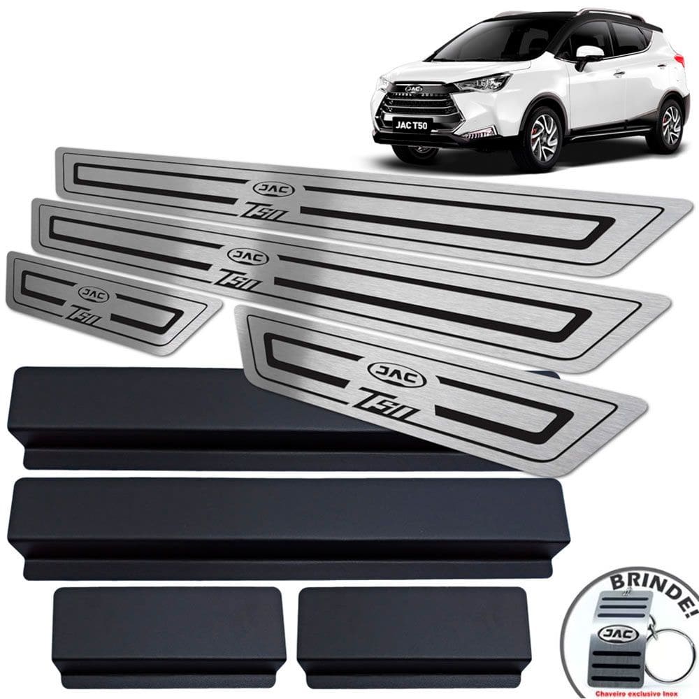 Soleira De Porta Em Aço Inox Jac T50 Preto Baixo Relevo