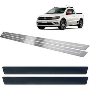 Soleira De Porta Vw Saveiro G7 Aço Inox + Vinil