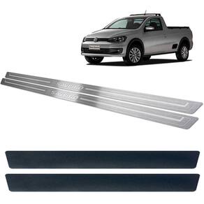 Soleira De Porta Vw Saveiro G6 Aço Inox + Vinil
