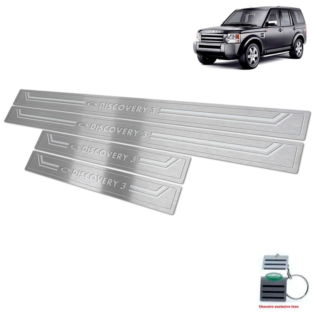 Soleiras Aço Inox Discovery 3 2005/2009 Prata Baixo Relevo
