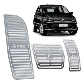 Pedaleiras + Descanso Aço Inox Fox 2014/2020 Aut Prata