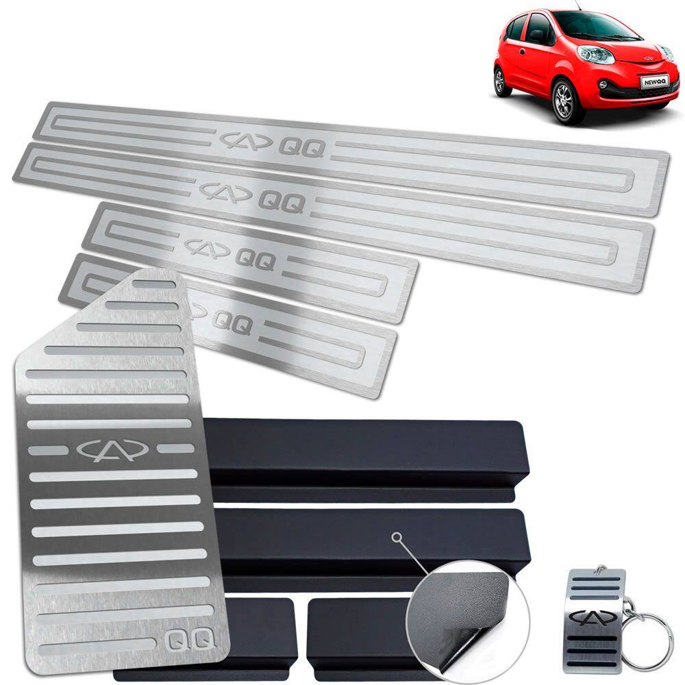 Soleiras Com Descanso Chery QQ 2015 A 2020 Prata Alto Relevo