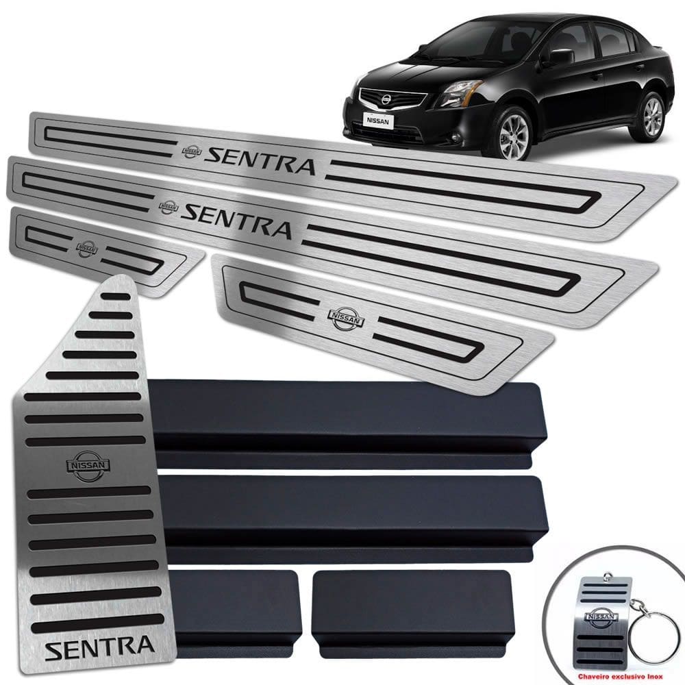 Soleira Vinil + Descanso Sentra 2008/2013 Prata Baixo Relevo