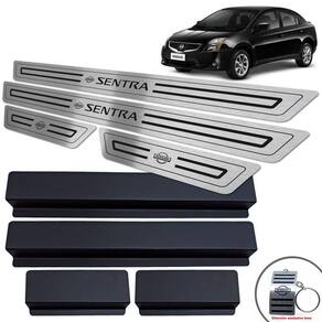 Soleira + Vinil Nissan Sentra 2008/2013 Preto Baixo Relevo