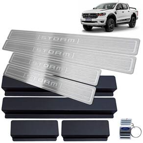 Soleira Aço Inox Ford Ranger Storm Prata Baixo Relevo