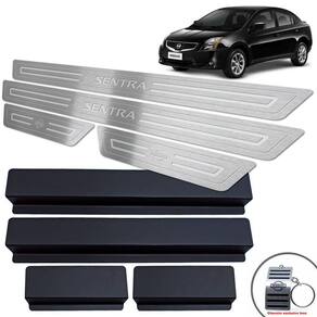 Soleira + Vinil Nissan Sentra 2008/2013 Prata Baixo Relevo
