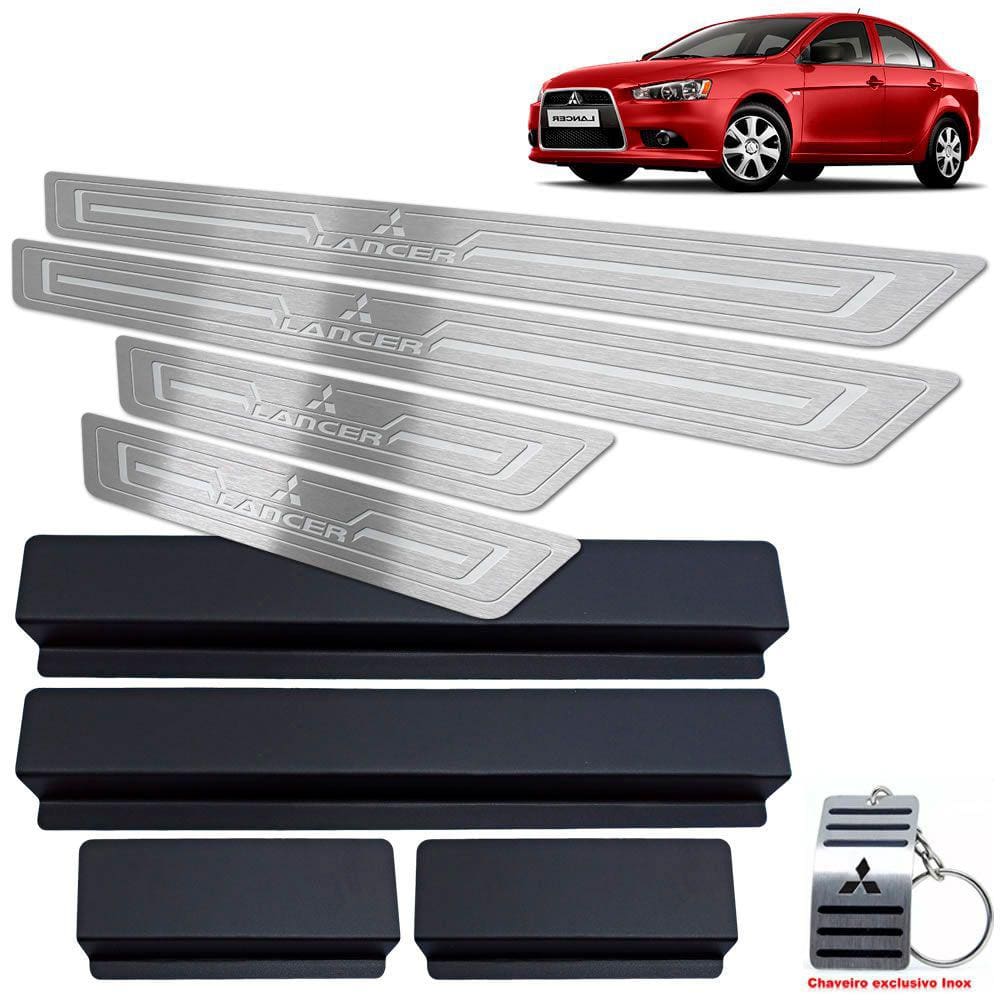 Soleira Em Aço Inox Lancer 2007/2019 Prata Baixo Relevo