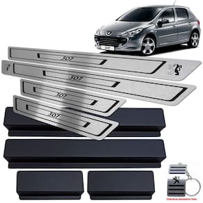 Soleira Em Aço Inox Peugeot 307 Preto Baixo Relevo