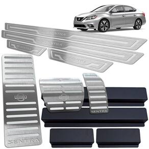 Kit Descanso Pedaleira Soleira Sentra 2017 A 2020 Prata BR