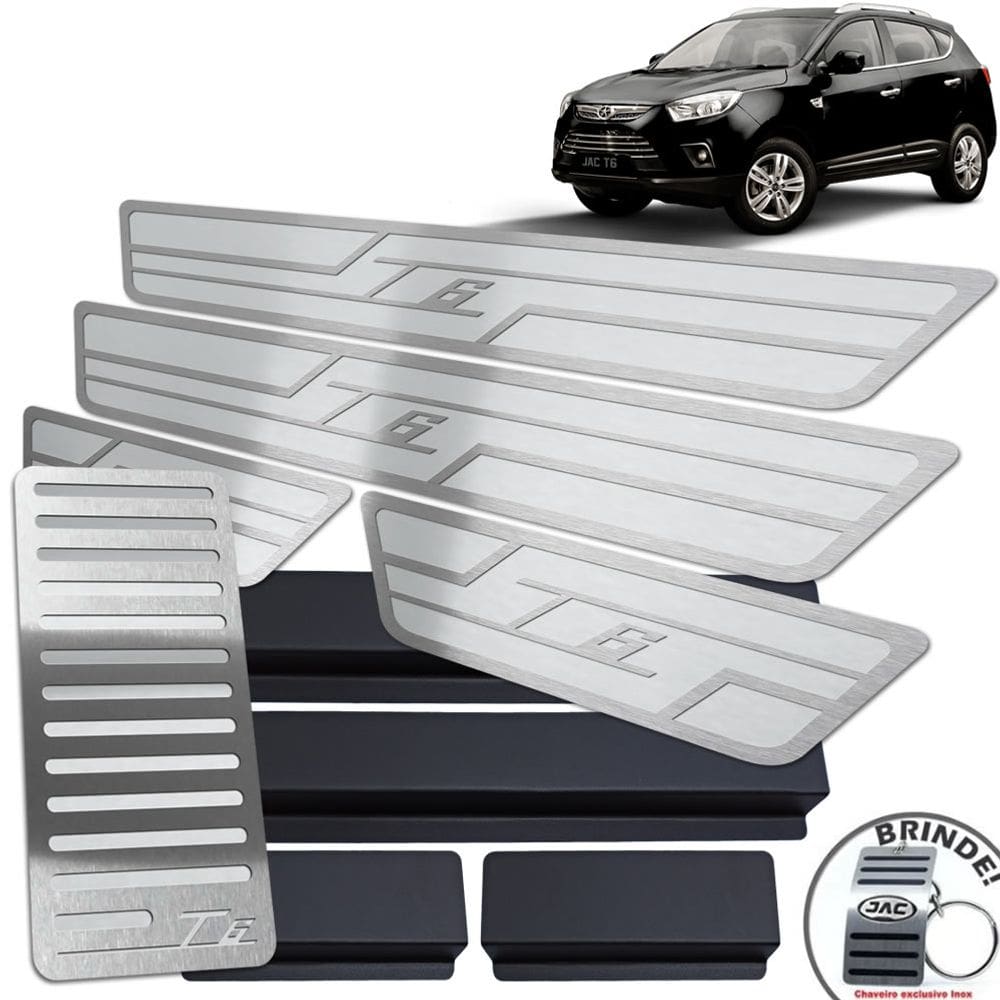 Soleira + Descanso Jac T6 2014 A 2016 Prata Alto Relevo