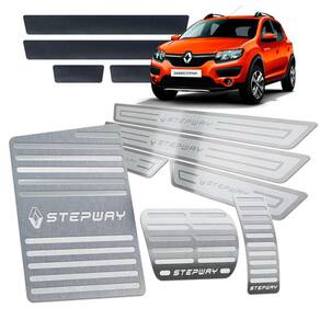 Pedaleira Descanso Soleira Sandero Stepway 2014/19 Aut Prata
