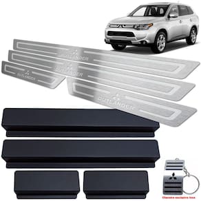 Soleiras Aço Inox Outlander 2014 A 2017 Prata Baixo Relevo