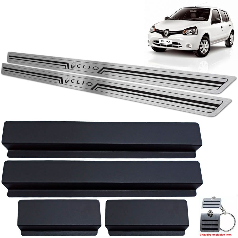 Soleiras Renault Clio 2013/2018 Preto Baixo Relevo 2 Portas