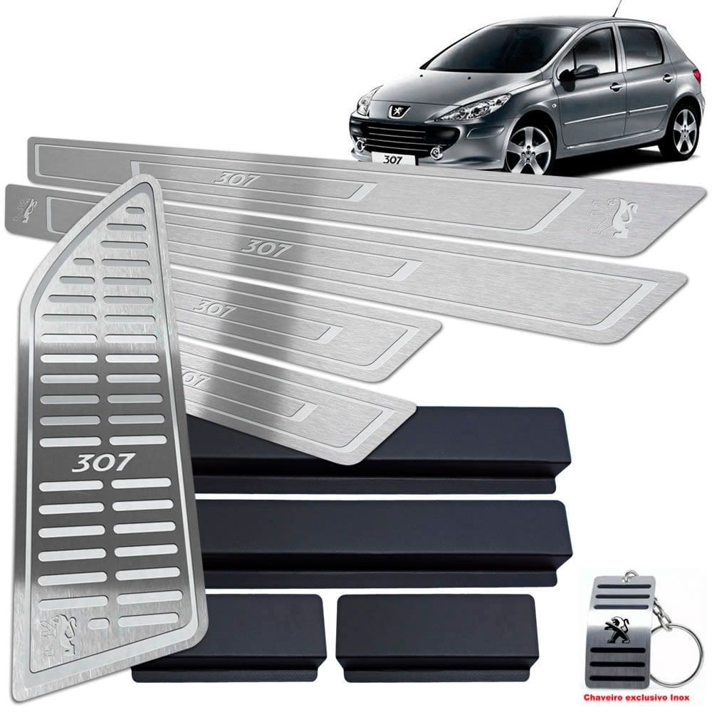 Soleira Com Descanso Peugeot 307 Prata Baixo Relevo
