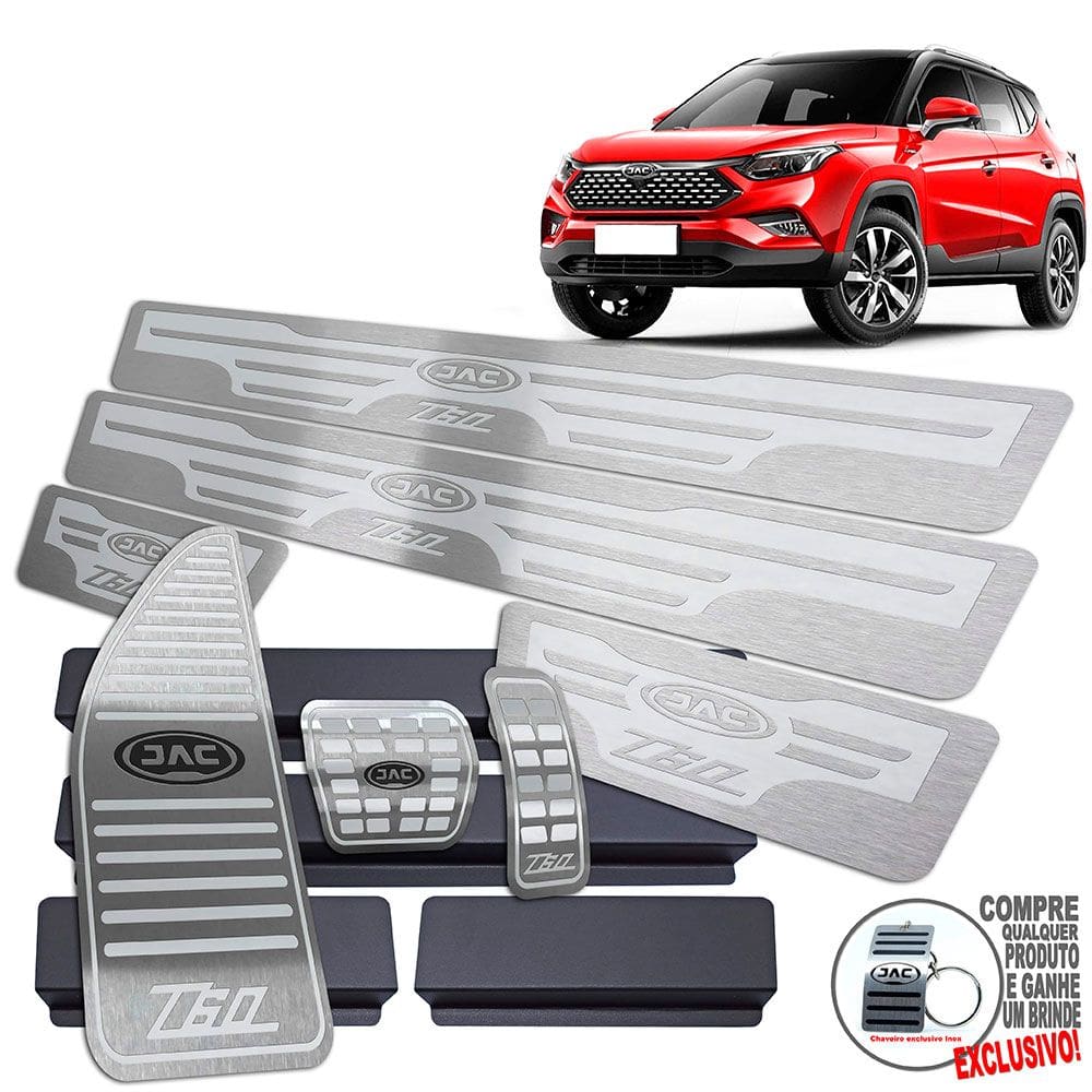 Pedaleira Descanso Soleira Inox Jac T60 Prata Alto Relevo