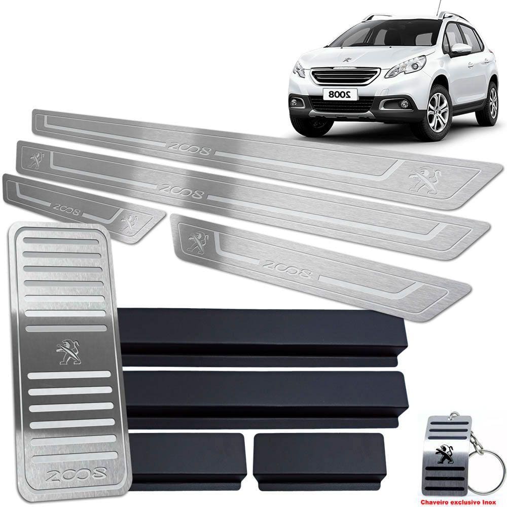 Soleira + Descanso Peugeot 2008 2015/2019 Prata Baixo Relevo