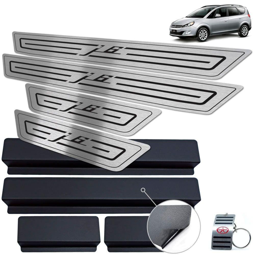 Soleira Aço Inox Jac J6 2011 A 2016 Preto Baixo Relevo