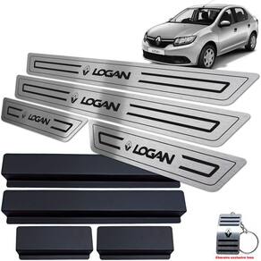 Soleira Em Inox Renault Logan 2014 A 2019 Preto Baixo Relevo