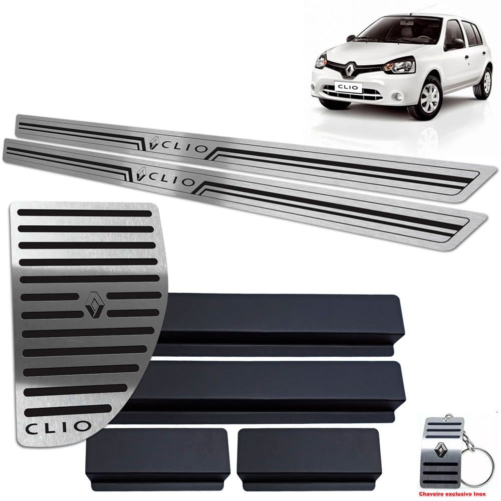 Soleiras + Descanso Renault Clio 2013/2019 Preto BR 2 portas