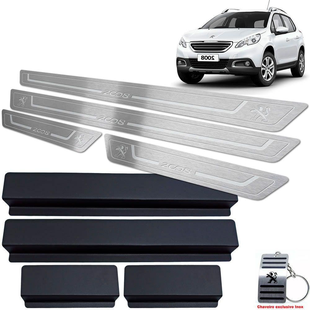 Soleira Aço Inox Peugeot 2008 2015/2019 Prata Baixo Relevo