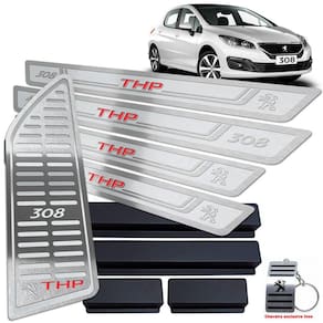 Soleira + Descanso Peugeot 308 THP 2012/2019 Prata AR